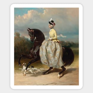 Woman In Marie Antoinette Costume On A Prancing Horse by Alfred de Dreux Magnet